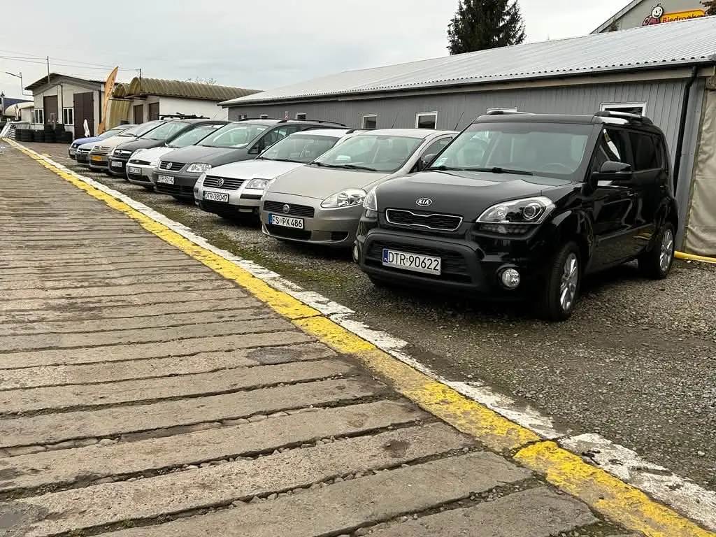 Rząd aut na sprzedaż na placu Komisu Prusice
